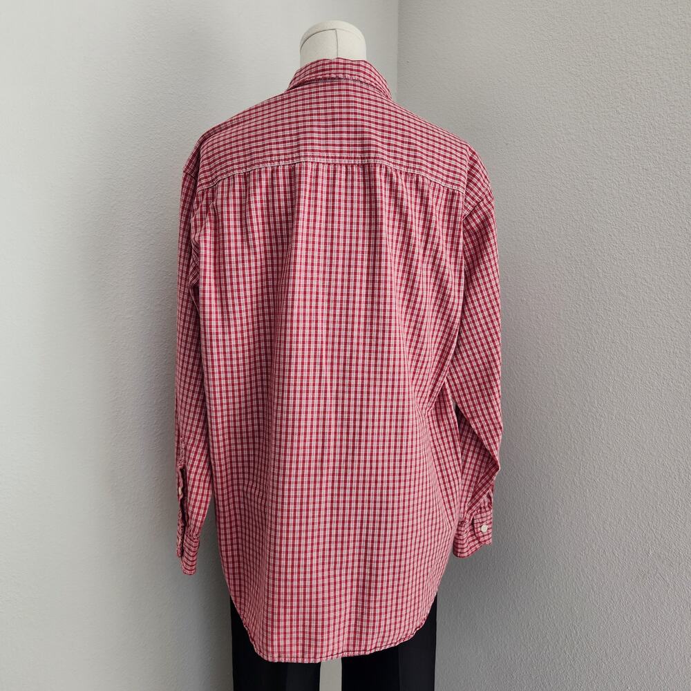 Vintage 90s Abercrombie Red Plaid Cotton Flannel Button Up Shirt Long Sleeve S - Picture 8 of 9